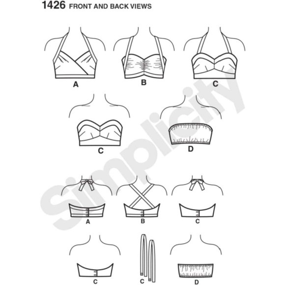 Vintage ©1950's Reissued by Simplicity 1426 - Misses Vintage Bra Tops - Picture 8 of 9